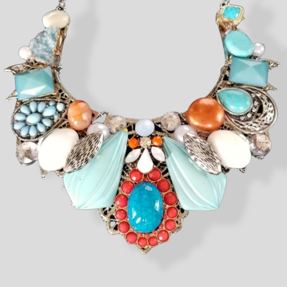 Repurposed Vintage Jewelry Statement Necklace - Picture 4 of 12